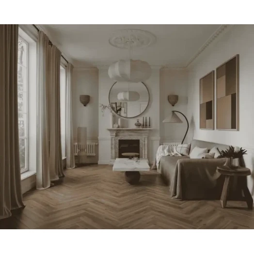 Ламинат Norland Herringbone Elegant Дуб Велла фото в интерьере
